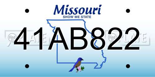 41AB822 Missouri License Plate