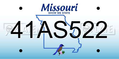 41AS522 Missouri License Plate