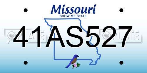 41AS527 Missouri License Plate