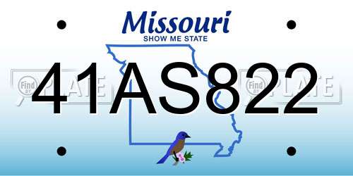 41AS822 Missouri License Plate