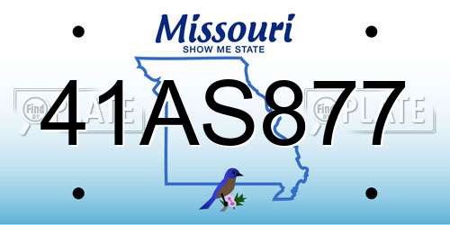 41AS877 Missouri License Plate