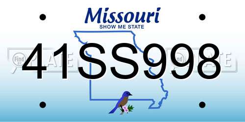 41SS998 Missouri License Plate