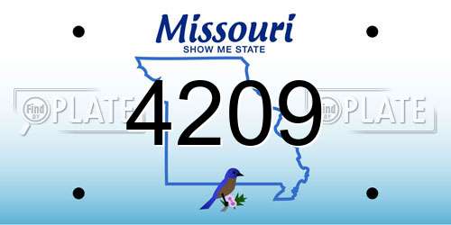 4209 Missouri License Plate