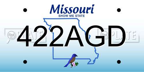 422AGD Missouri License Plate