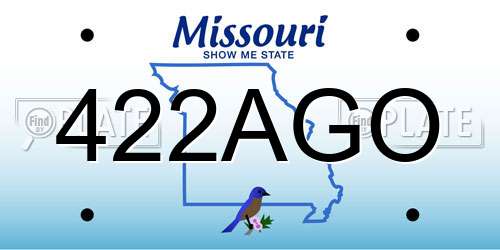 422AGO Missouri License Plate