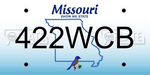 422WCB Missouri License Plate