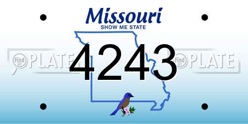4243 Missouri License Plate