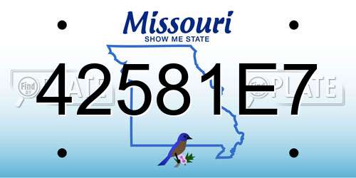 42581E7 Missouri License Plate