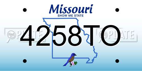 4258TO Missouri License Plate