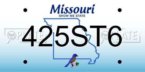 425ST6 Missouri License Plate