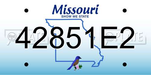 42851E2 Missouri License Plate
