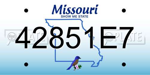 42851E7 Missouri License Plate
