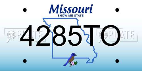 4285TO Missouri License Plate