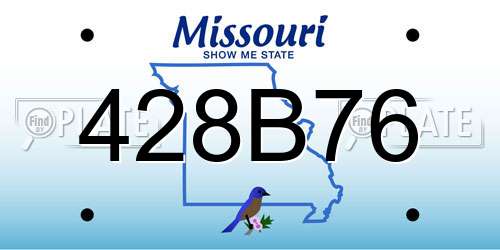 428B76 Missouri License Plate