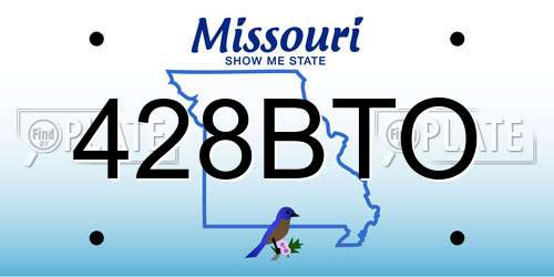428BTO Missouri License Plate