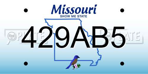 429AB5 Missouri License Plate