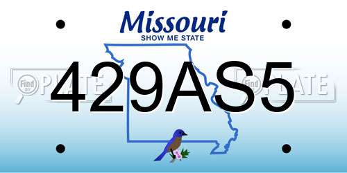 429AS5 Missouri License Plate