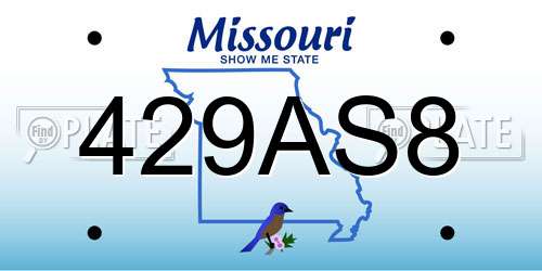 429AS8 Missouri License Plate