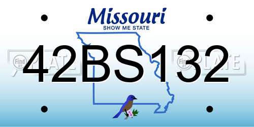 42BS132 Missouri License Plate