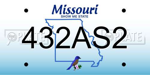 432AS2 Missouri License Plate