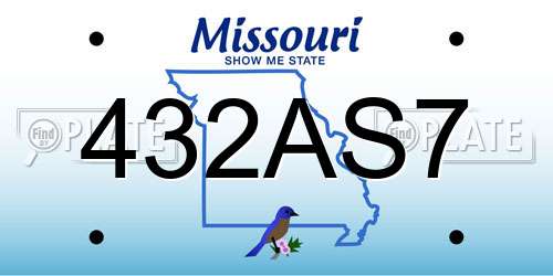 432AS7 Missouri License Plate