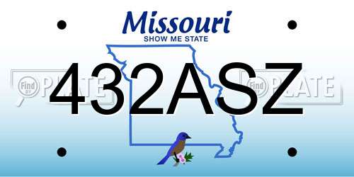 432ASZ Missouri License Plate
