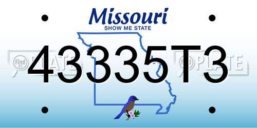 43335T3 Missouri License Plate
