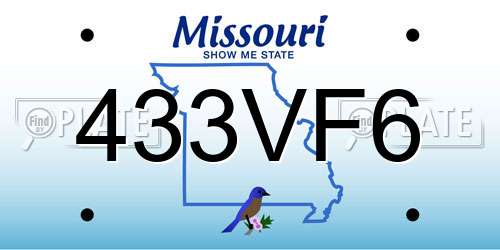 433VF6 Missouri License Plate