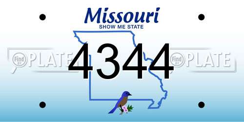 4344 Missouri License Plate