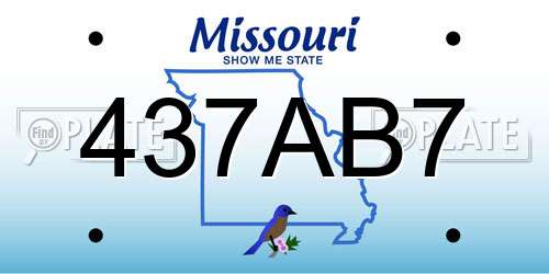 437AB7 Missouri License Plate