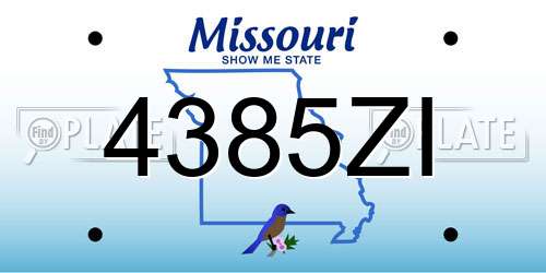 4385ZI Missouri License Plate