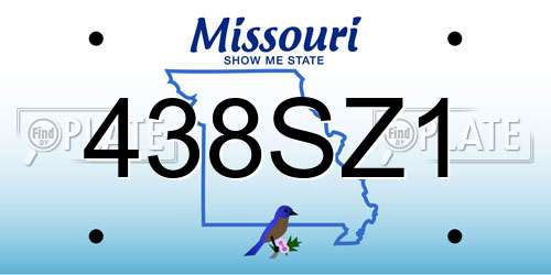 438SZ1 Missouri License Plate