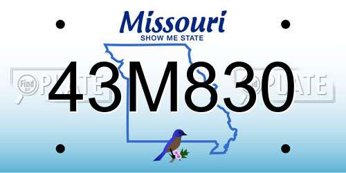 43M830 Missouri License Plate