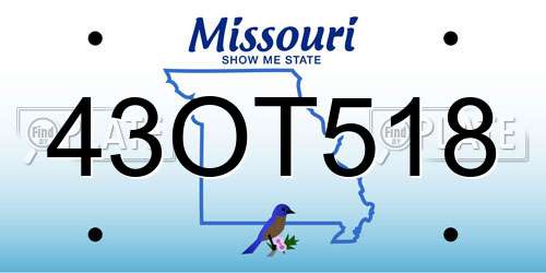 43OT518 Missouri License Plate