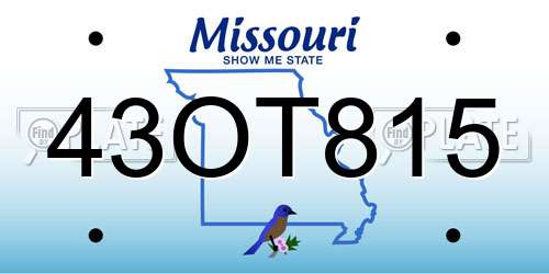 43OT815 Missouri License Plate