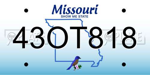 43OT818 Missouri License Plate