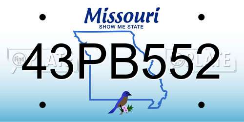 43PB552 Missouri License Plate