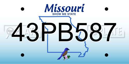 43PB587 Missouri License Plate