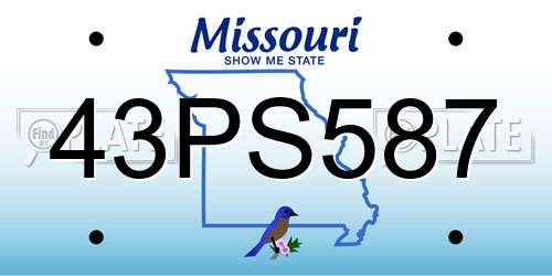43PS587 Missouri License Plate