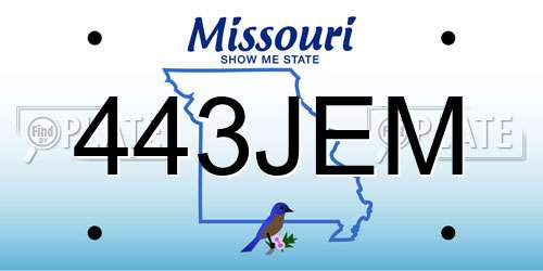 443JEM Missouri License Plate