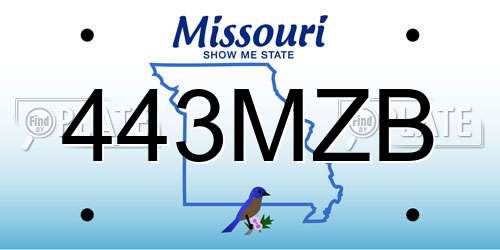 443MZB Missouri License Plate