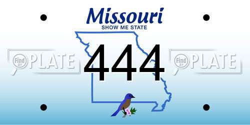 444 Missouri License Plate