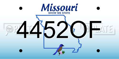 4452OF Missouri License Plate