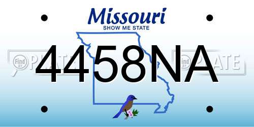 4458NA Missouri License Plate
