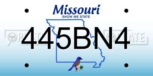445BN4 Missouri License Plate