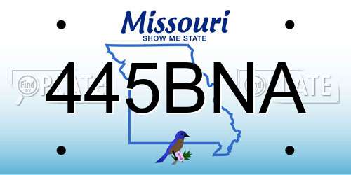 445BNA Missouri License Plate