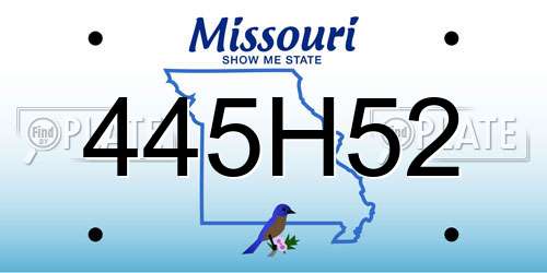 445H52 Missouri License Plate