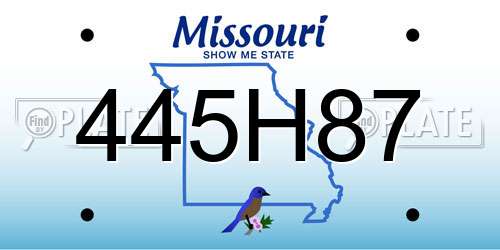 445H87 Missouri License Plate