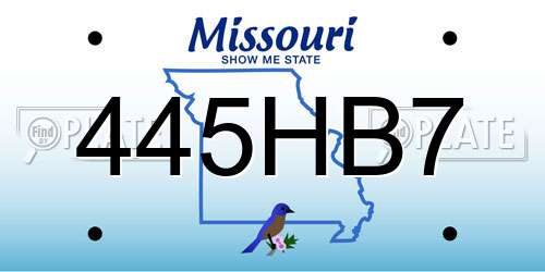 445HB7 Missouri License Plate
