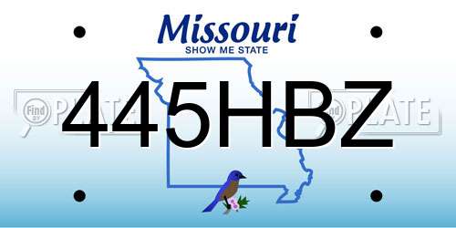 445HBZ Missouri License Plate